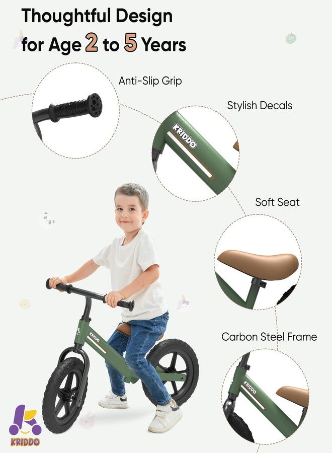 KRIDDO Toddler Balance Bike 2 Year Old, Kids Balance Bike for 2-5 Years Old, Dual Bearing for Smoother Riding, Adorable Plate, Adjustable Seat and Handlebar, Toddler Bike Gifts Age 2-3, Green - Image 4